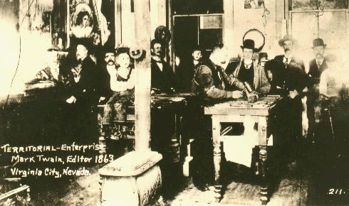 Mark Twain as editor of the Territorial Enterprise, Virginia City, Nevada, 1863