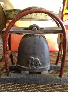 The remaining framed elephant bell. The other bell, minus its frame, is now a perfect doorstop.