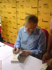 Archer signs books in Bangalore, India, 2009. Picture: Mike Lynch.