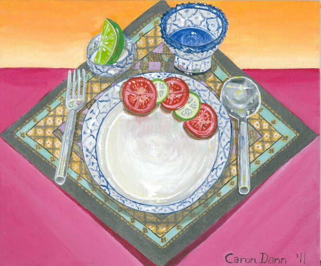 "Waiting For Thai Tonight", acrylics on canvas board  © Caron Eastgate Dann 2011