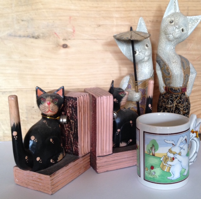 The Balinese cat book ends, the Balinese cat couple, the novelty Easter cup...could you part with these? Photo ©Caron Eastgate Dann 2014