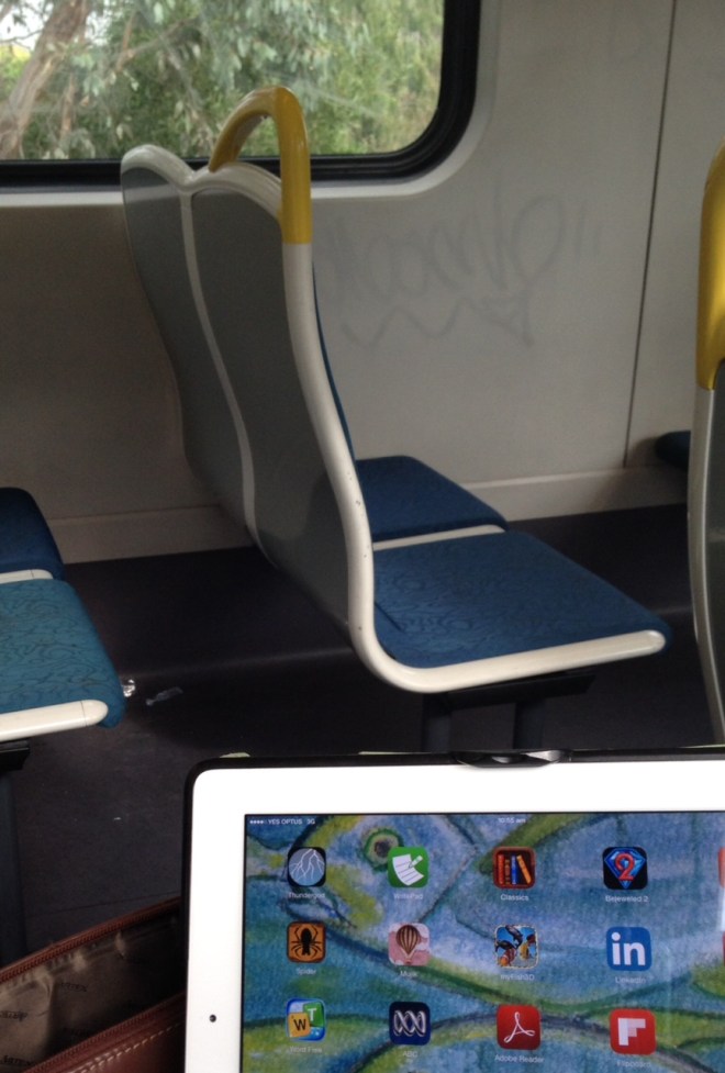 My office away from home: making the most of travel time on the train, thanks to new technology.  Picture: Caron Eastgate Dann 2014